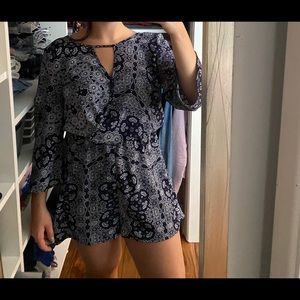 Blue paisley romper